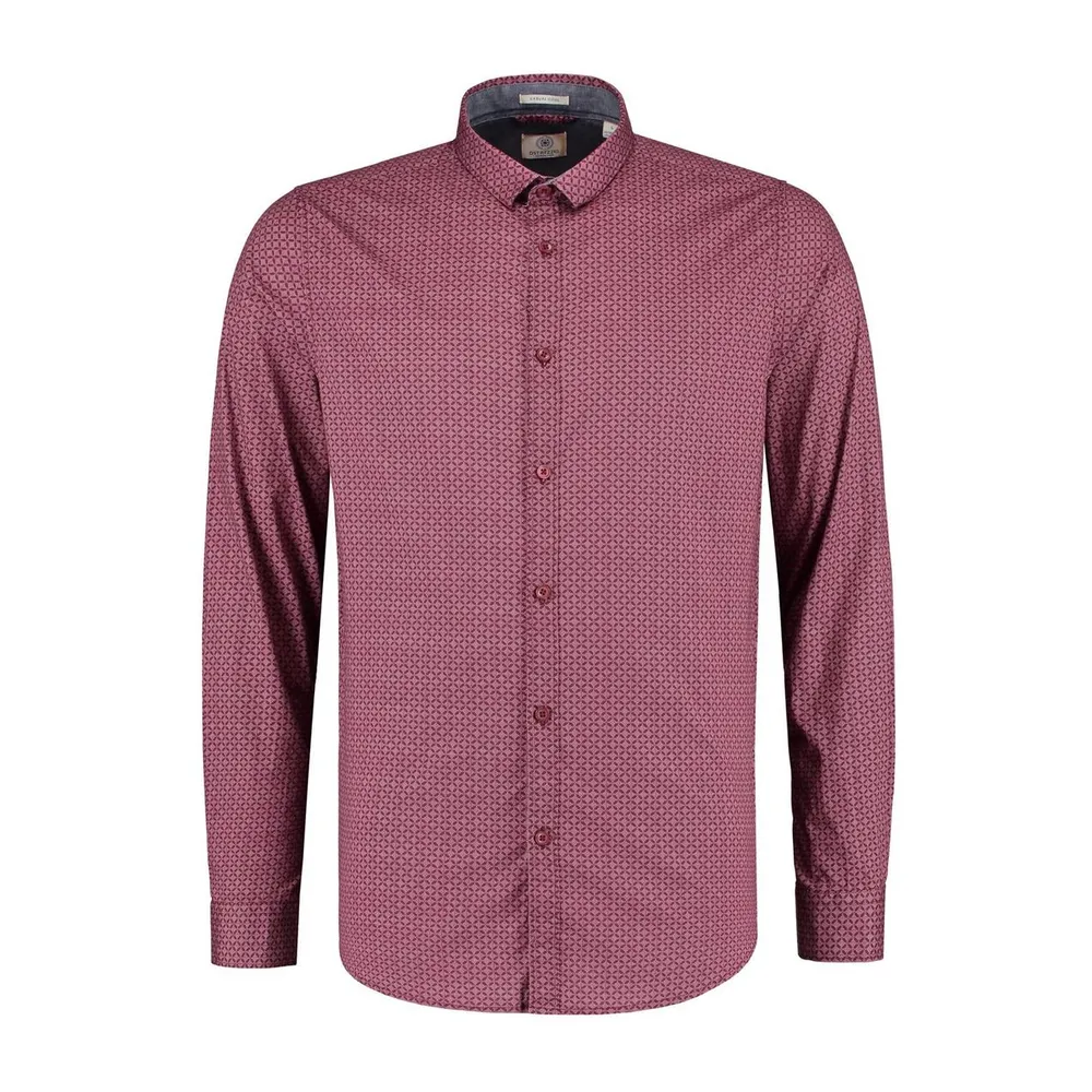 Men's Diamond Dot Stretch Poplin Woven Long Sleeve Shirt