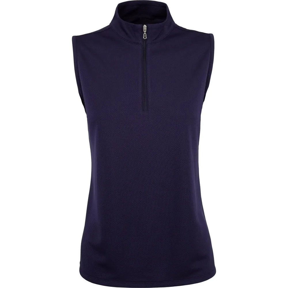 Women's Microdot Sleeveless Zip Mock