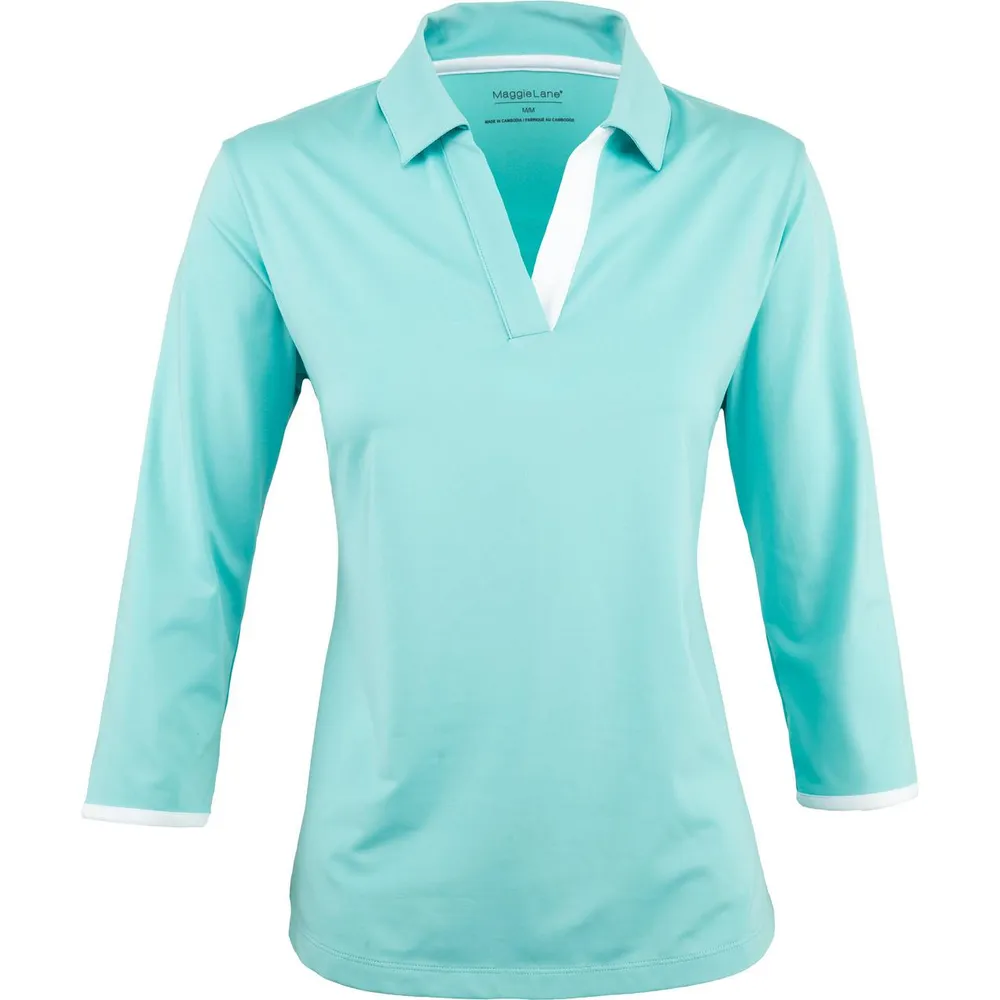 Women's Open Neck 3/4 Sleeve Polo