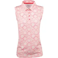 Women's Printed Circle Dot Curved Hem Sleeveless Polo