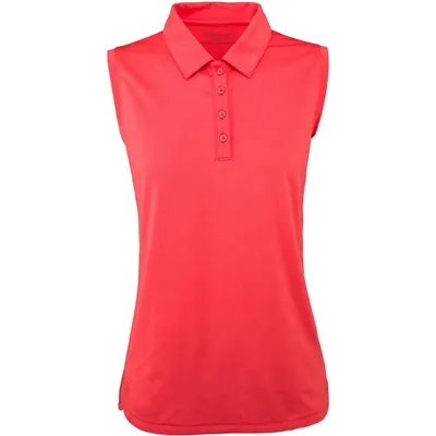 Women's Solid Curved Hem Sleeveless Polo