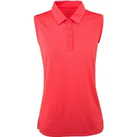 Women's Solid Curved Hem Sleeveless Polo