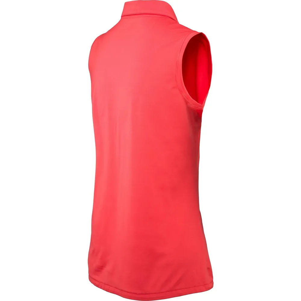 Women's Solid Curved Hem Sleeveless Polo