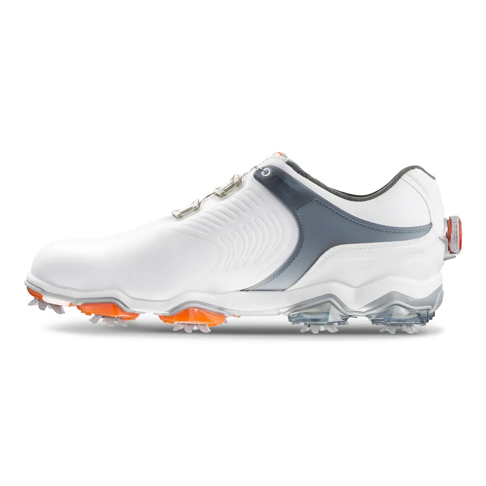 Men's Tour S Boa Spiked Golf Shoe - WHITE/GREY/ORANGE