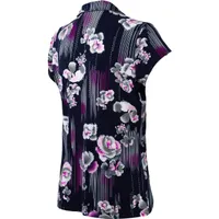 Women's Open Neck Floral Print Short Sleeve Polo