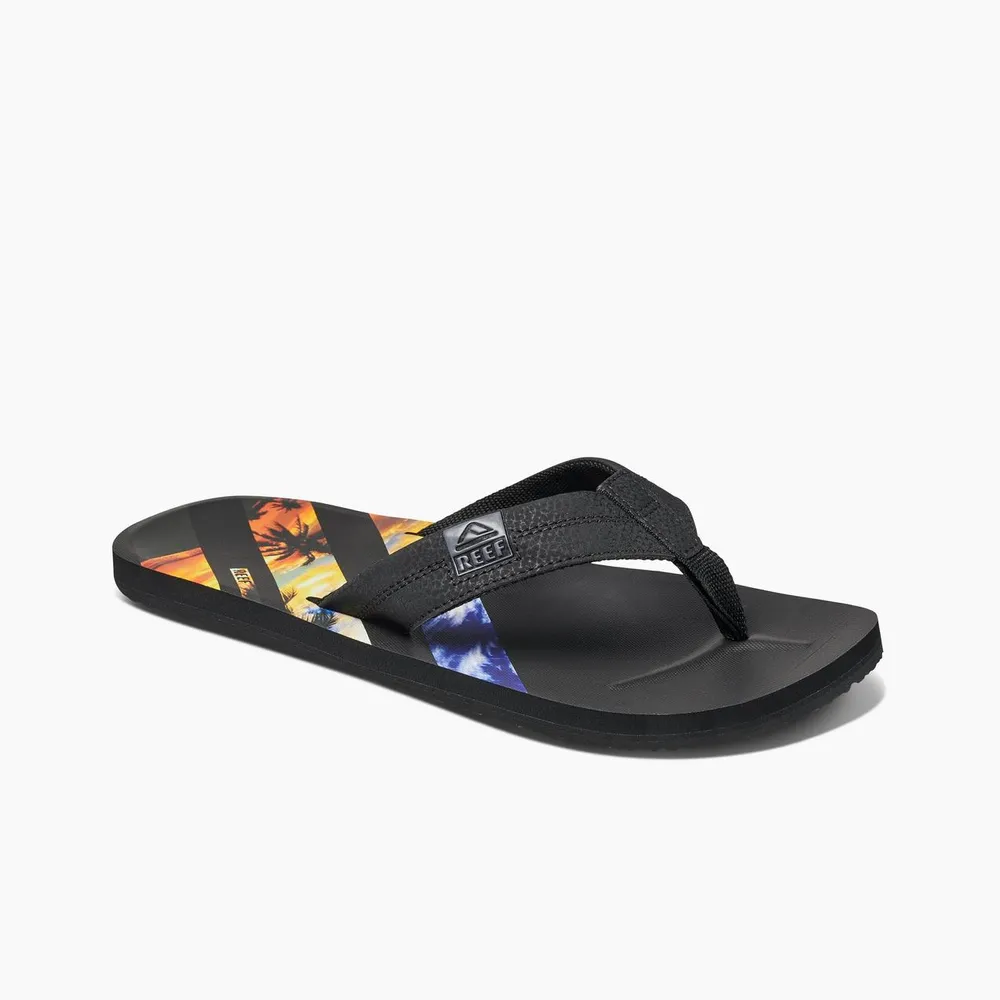 Men's HT Sunset Print Stripe Flip-Flop Sandal - Black/Multi