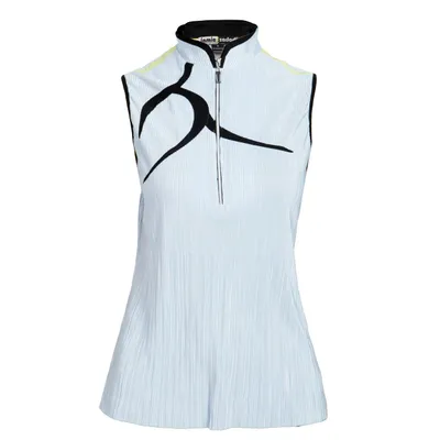 Women's Front Detail Zip Mock Neck Sleeveless Top