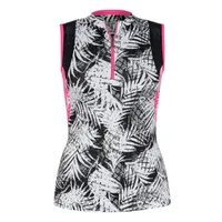 Women's Skye Printed Zip Up Mini Mock Neck Sleeveless Top