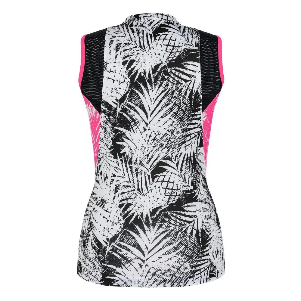 Women's Skye Printed Zip Up Mini Mock Neck Sleeveless Top