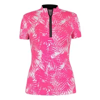 Women's Rory Printed Zip Up Mock Neck Short Sleeve Top