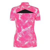 Women's Rory Printed Zip Up Mock Neck Short Sleeve Top