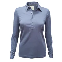 Womens Cotton Jersey Long Sleeve Polo