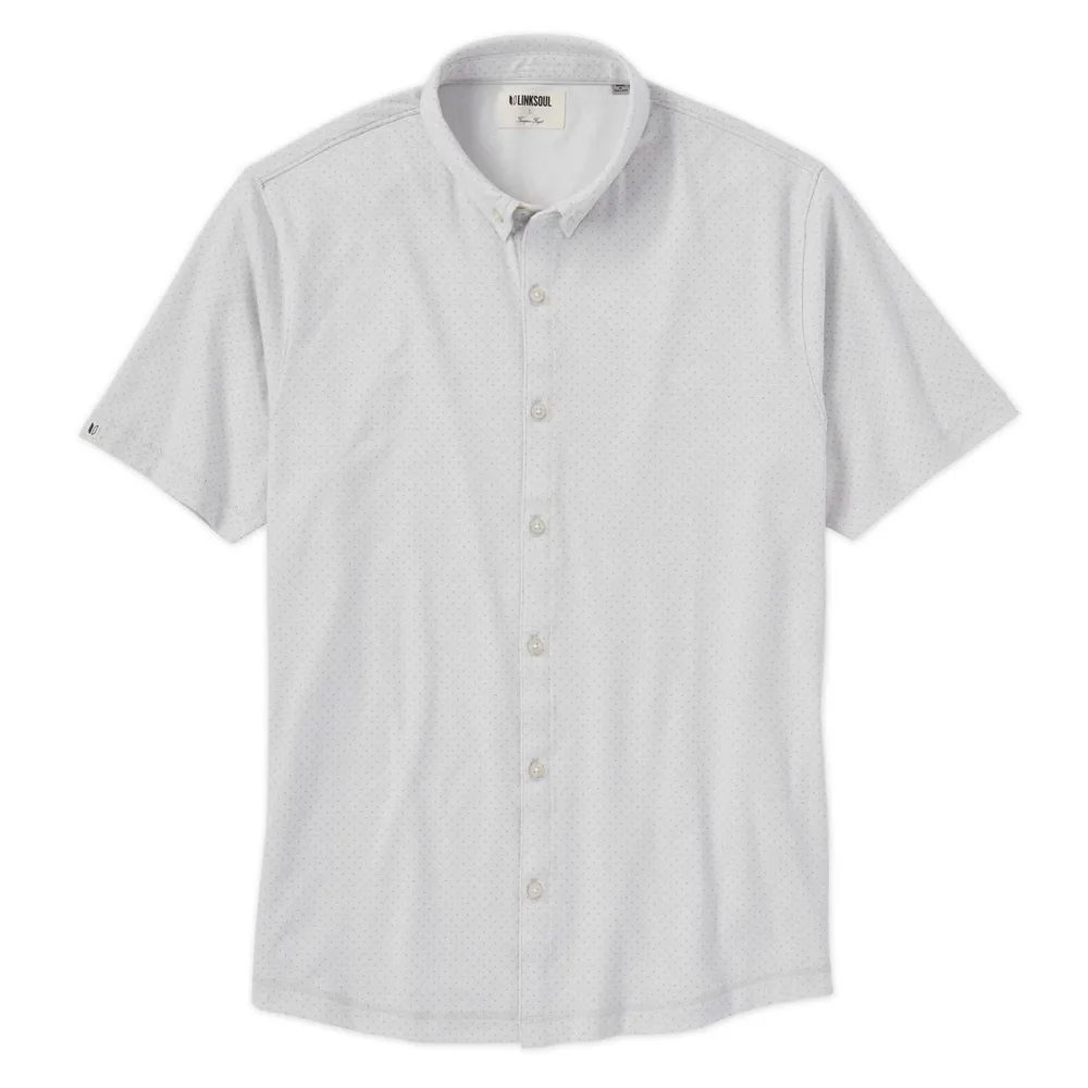 Men's Micro Dot Button Up Short Sleeve Shirt