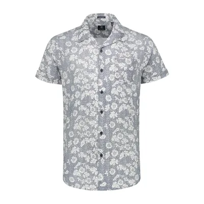 Men's Structure Motif Stretch Poplin Button Up Short Sleeve Shirt