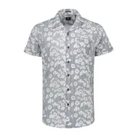 Men's Structure Motif Stretch Poplin Button Up Short Sleeve Shirt