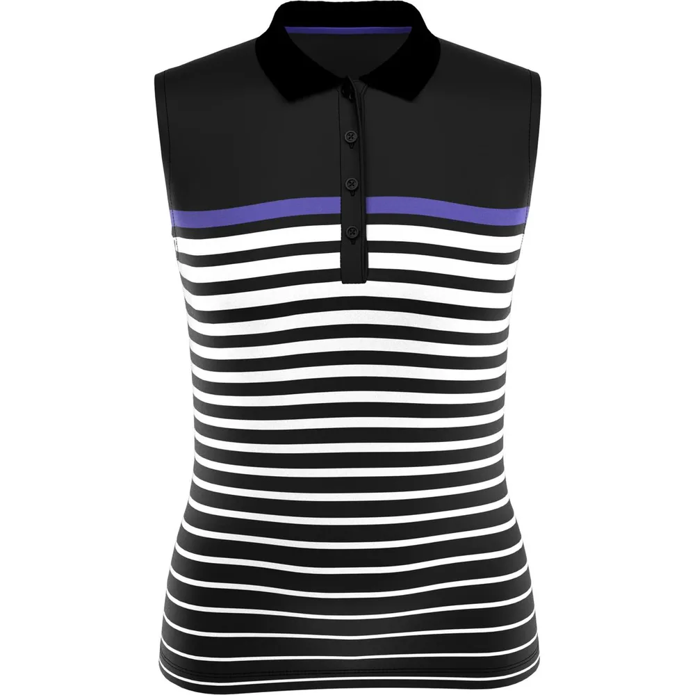 Women's Engineered Variegated Stripe Sleeveless Polo