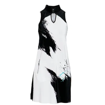 Women's Canvas Printed Crunch Sleeveless Dress