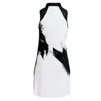 Women's Canvas Printed Crunch Sleeveless Dress