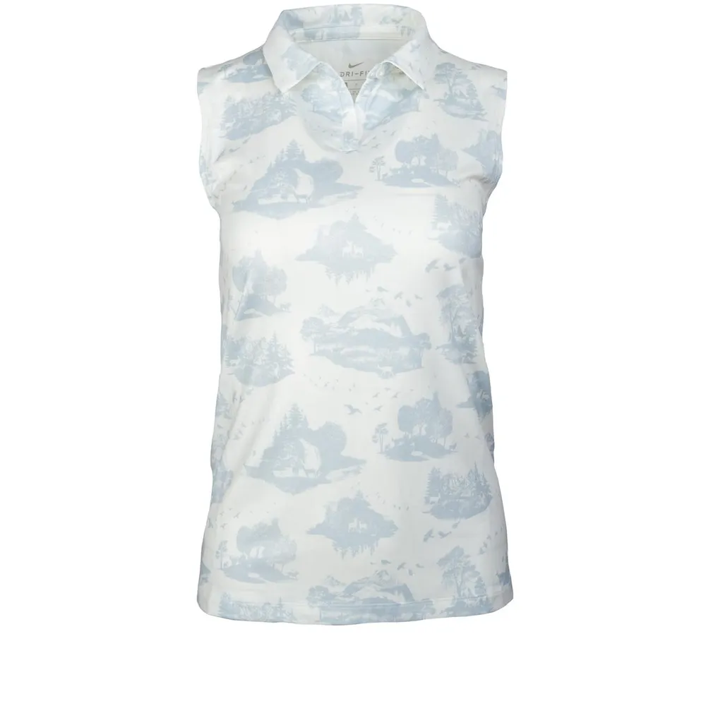 Women's Dry Printed Toile Sleeveless Polo