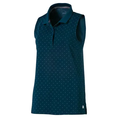 Women's W Polka Dot Sleeveless Polo