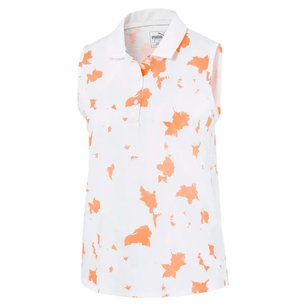 Women's Floral Printed Sleeveless Polo