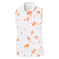 Women's Floral Printed Sleeveless Polo