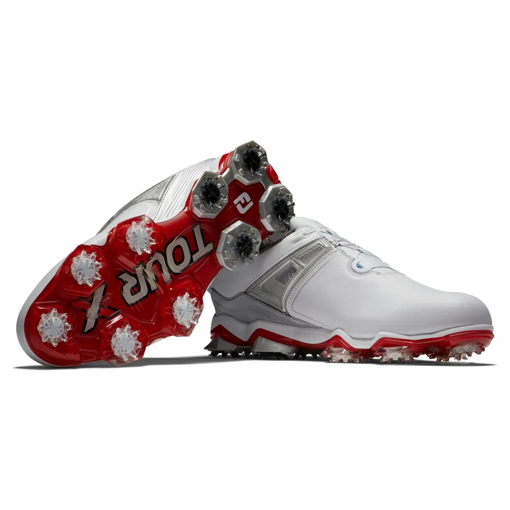 Men's Tour X Boa Spiked Golf Shoe - White/Red