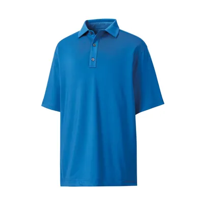 Men's Lisle Solid with Jacquard Yoke Short Sleeve Polo