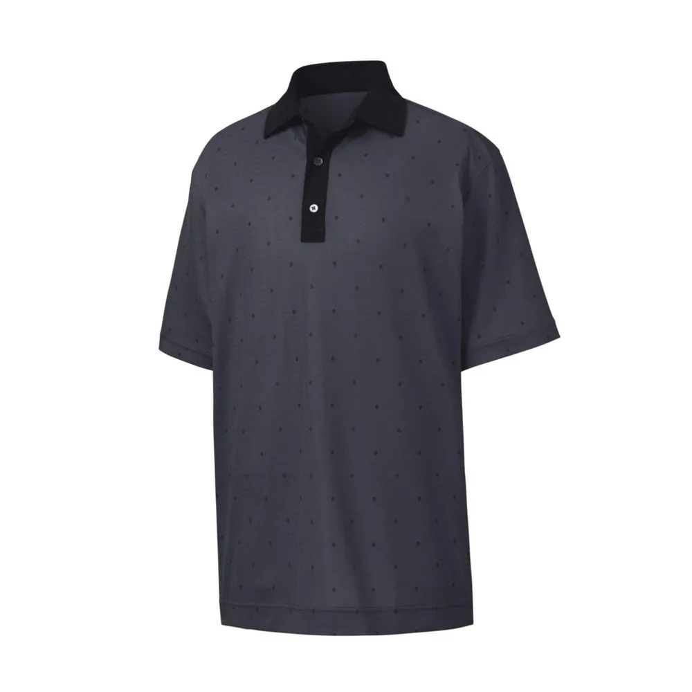 Men's Birdseye Argyle Print Short Sleeve Polo