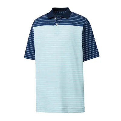 Men's Lisle Colourblock Mini Stripe Short Sleeve Polo