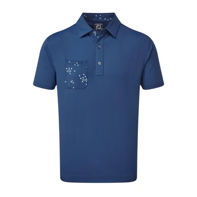 Men's Pique with Pocket Print Birds Short Sleeve Polo