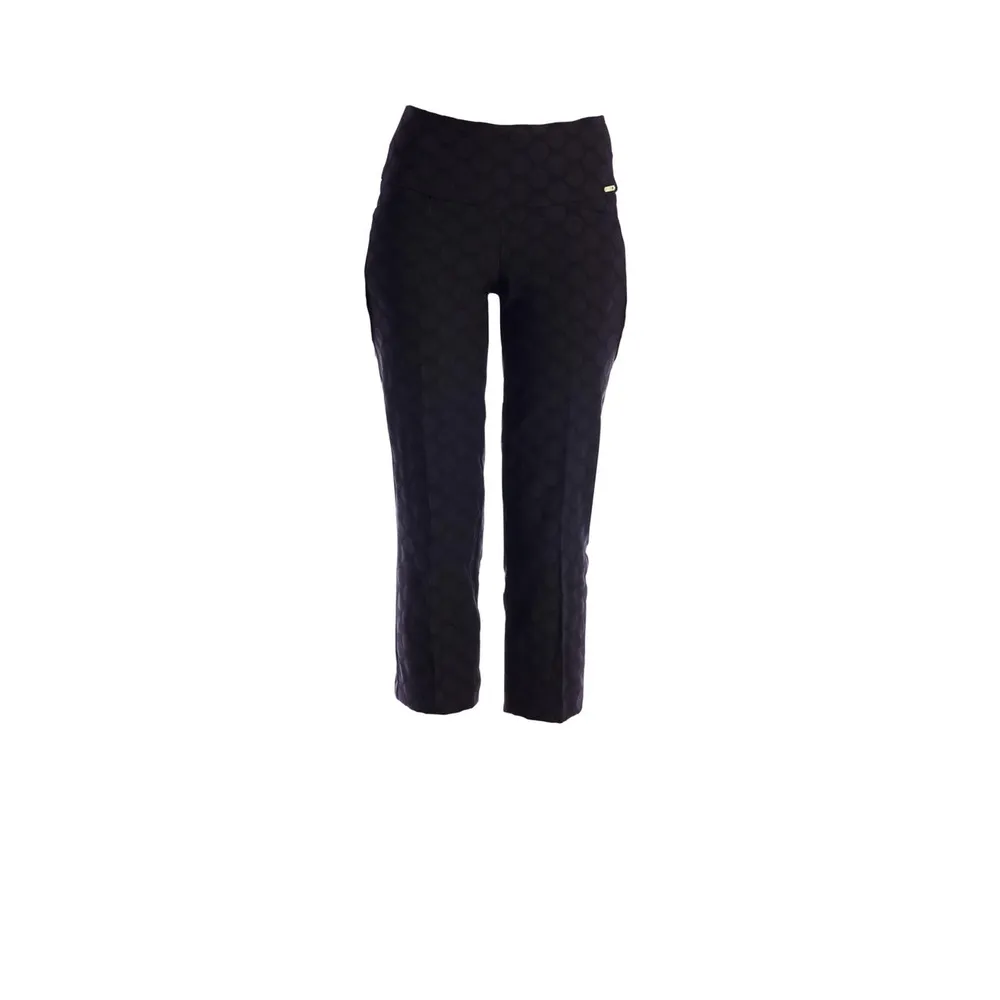 Women's Black Circle Jacquard Crop Pant