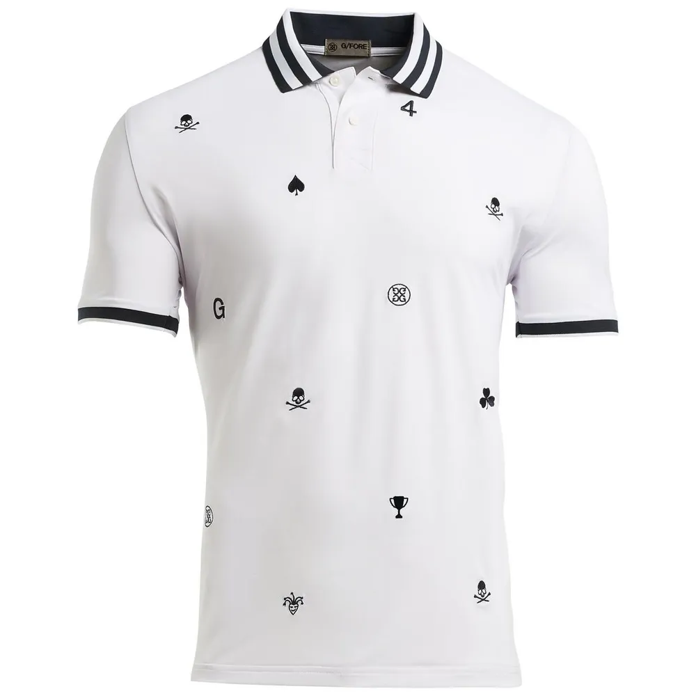 Men's Skull Embroidered Short Sleeve Polo