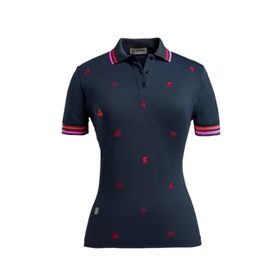 Women's Embroidered Printed Short Sleeve Polo