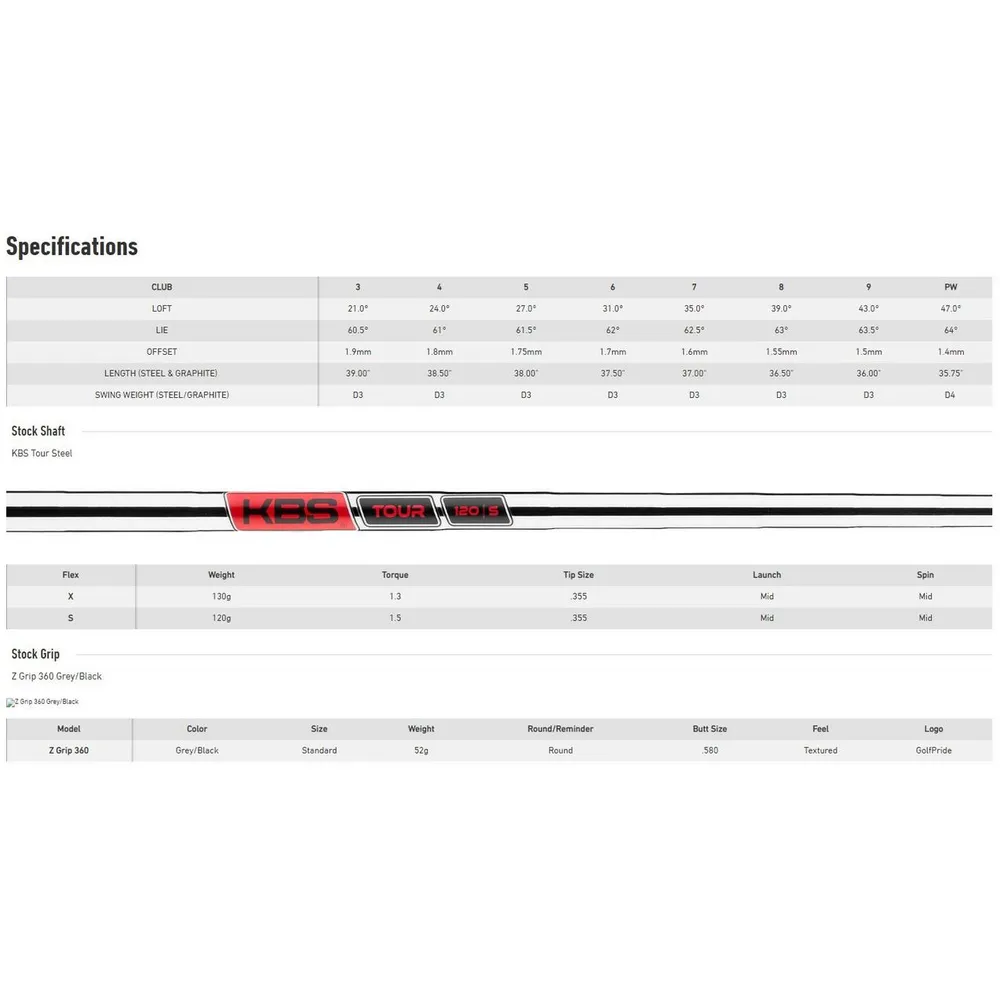 P7MB 3-PW Iron Set with Steel Shafts