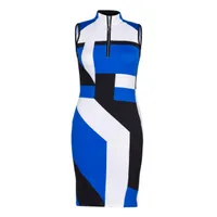 Women's Colourblock Mockneck Sleeveless Dress