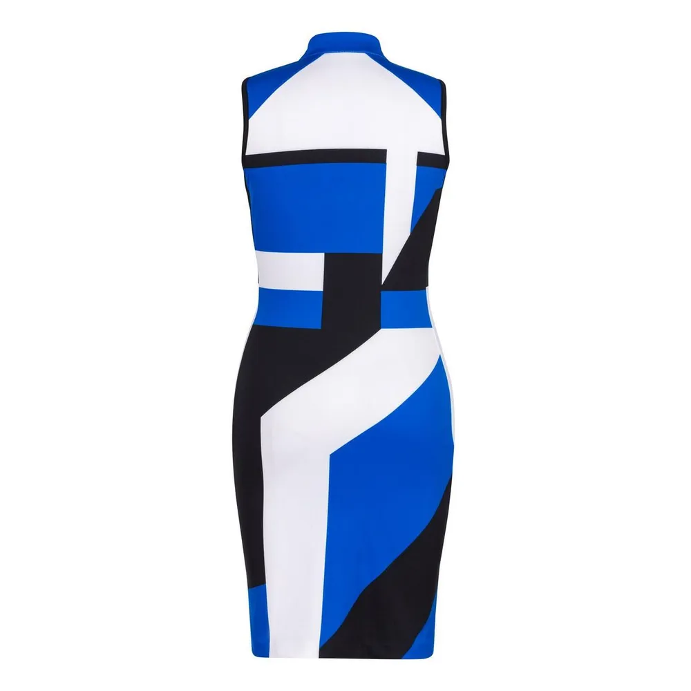 Women's Colourblock Mockneck Sleeveless Dress