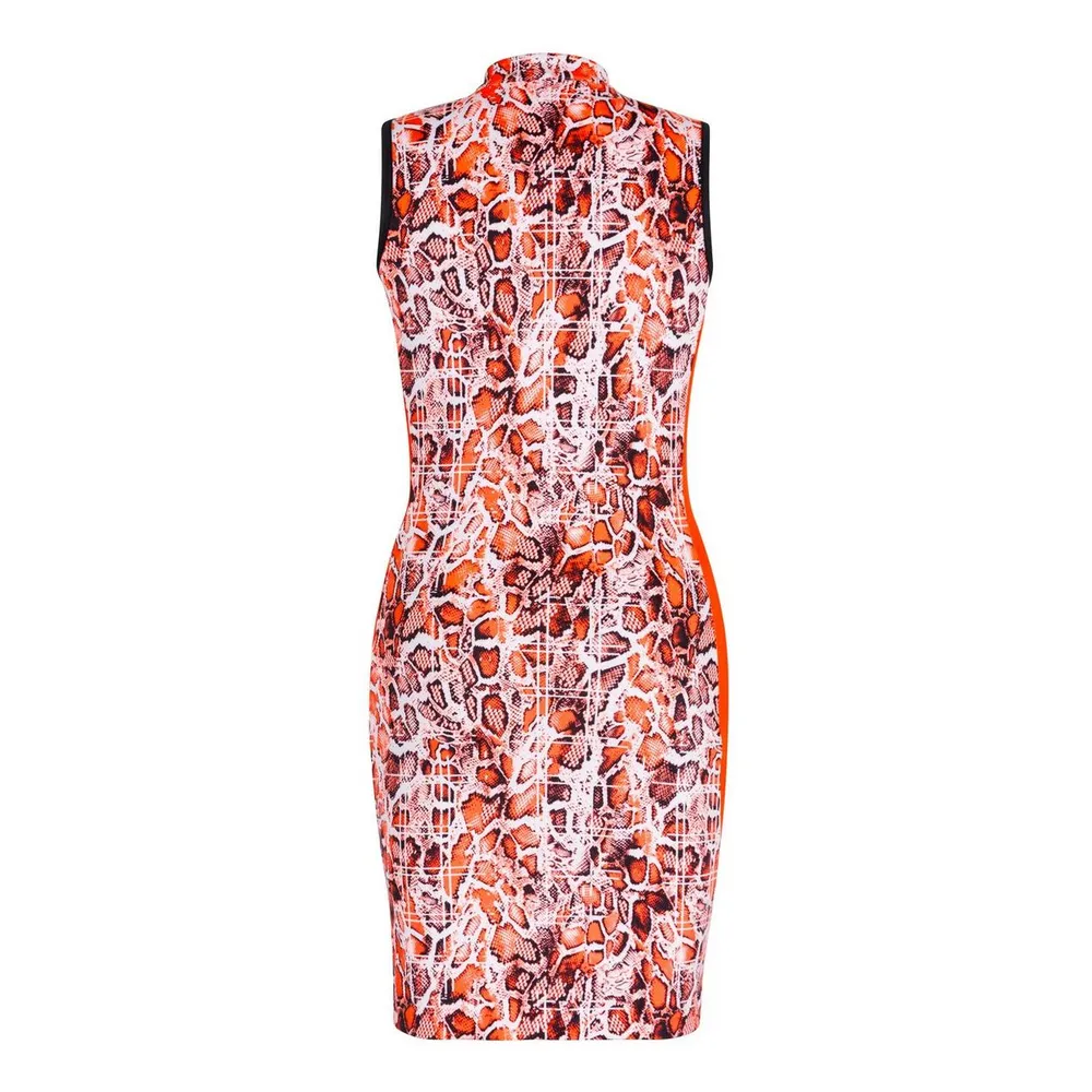 Women's Python Printed Mockneck Sleeveless Dress