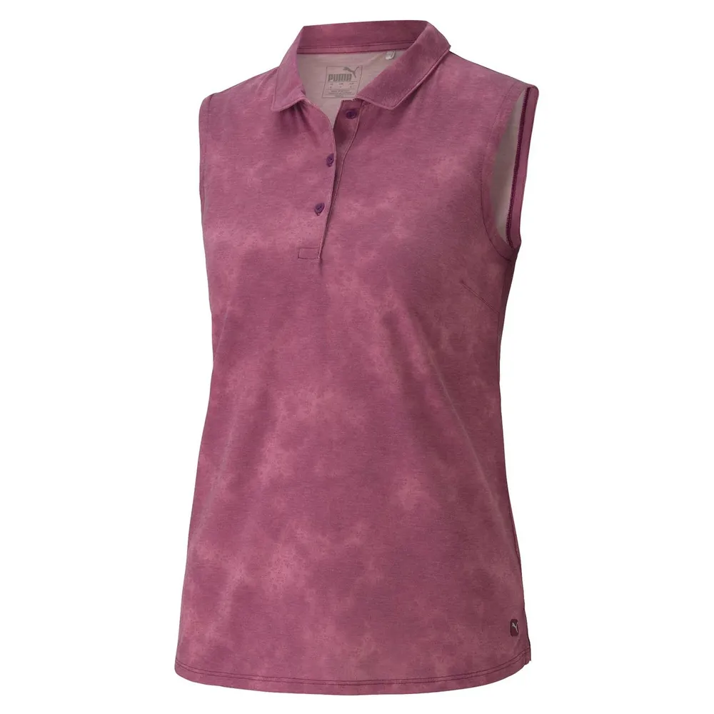 Women's Floral Dye Sleeveless Polo