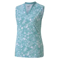 Women's Microfloral Printed Sleeveless Polo