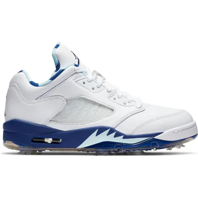 Air Jordan V Low US Open Spiked Golf Shoe - White/Blue/Yellow