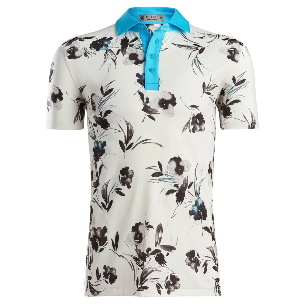 Men's Watercolour Floral Short Sleeve Polo