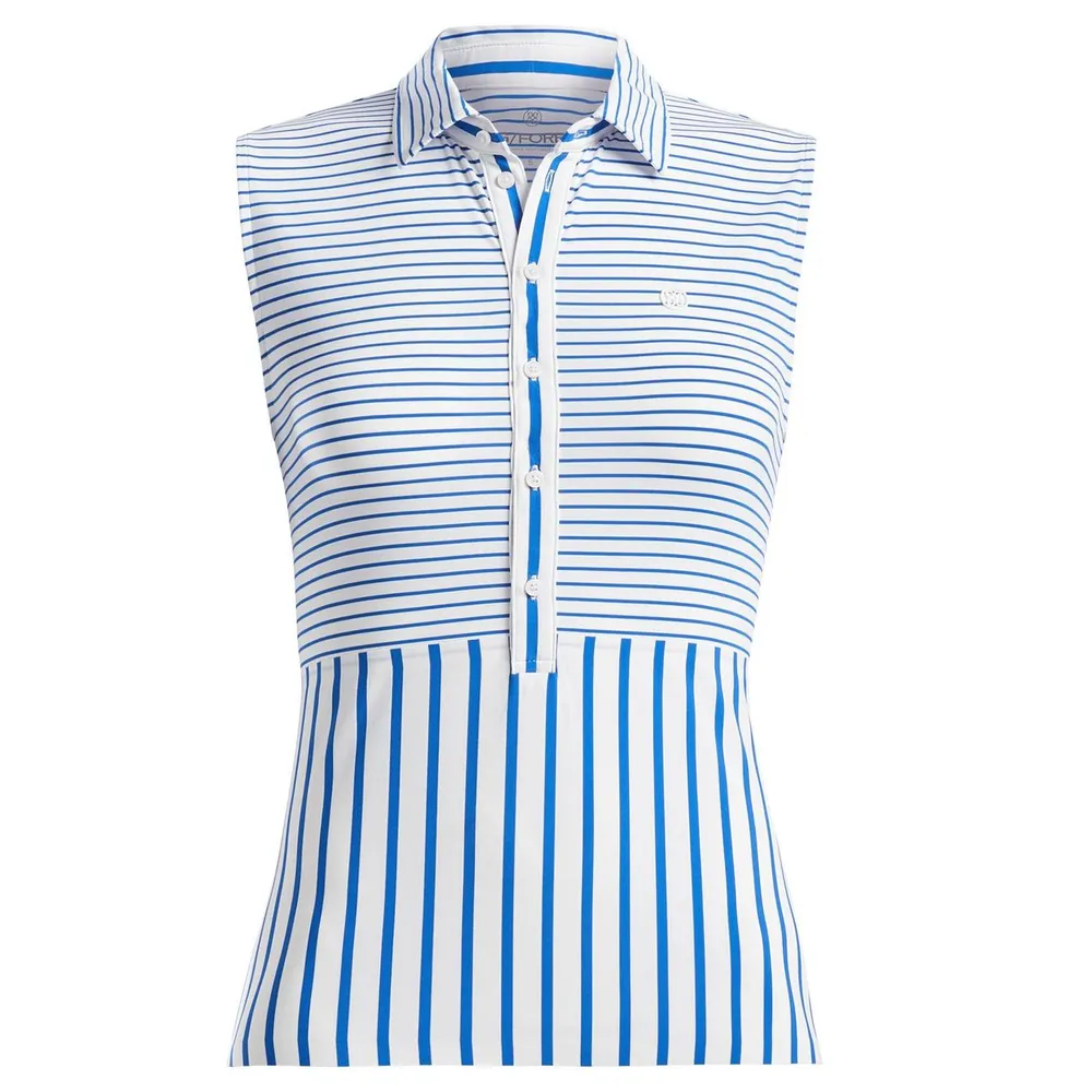 Women's Stripe Mix Sleeveless Polo