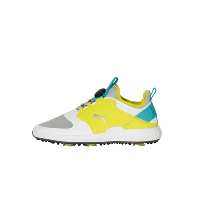 Men's Ignite PWRAdapt Caged Disc Anniversary Spiked Golf Shoe - Grey/Yellow/Blue