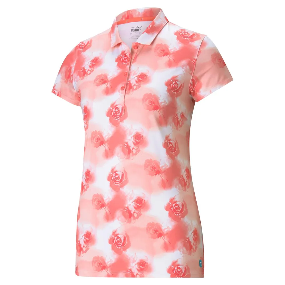 Women's Cloudspun Watercolour Floral Short Sleeve Polo