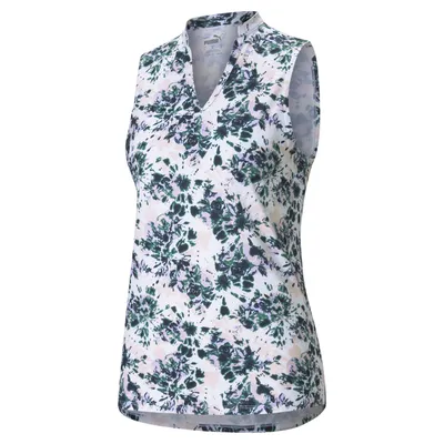 Women's Cloudspun Floral Tie Dye Sleeveless Polo