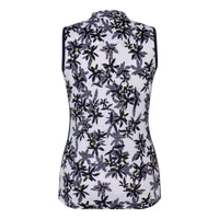 Women's Neve Floral Print Zip V-Mock Neck Short Sleeve Top