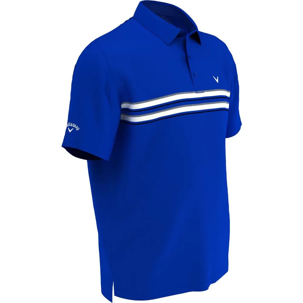 Men's Engineered Jaspe Chest Stripe Short Sleeve Polo