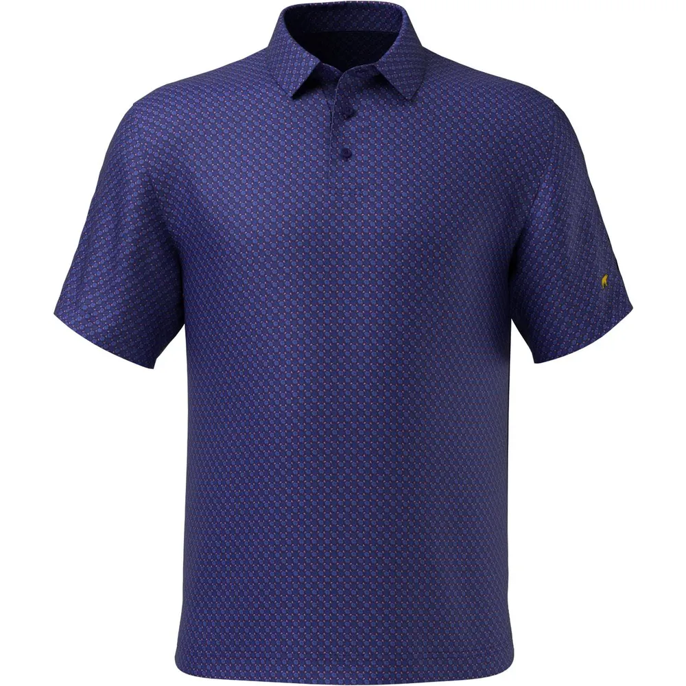 Men's Hibiscus Geo Print Short Sleeve Polo