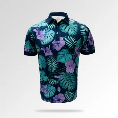 Men's Tropical Floral Short Sleeve Polo